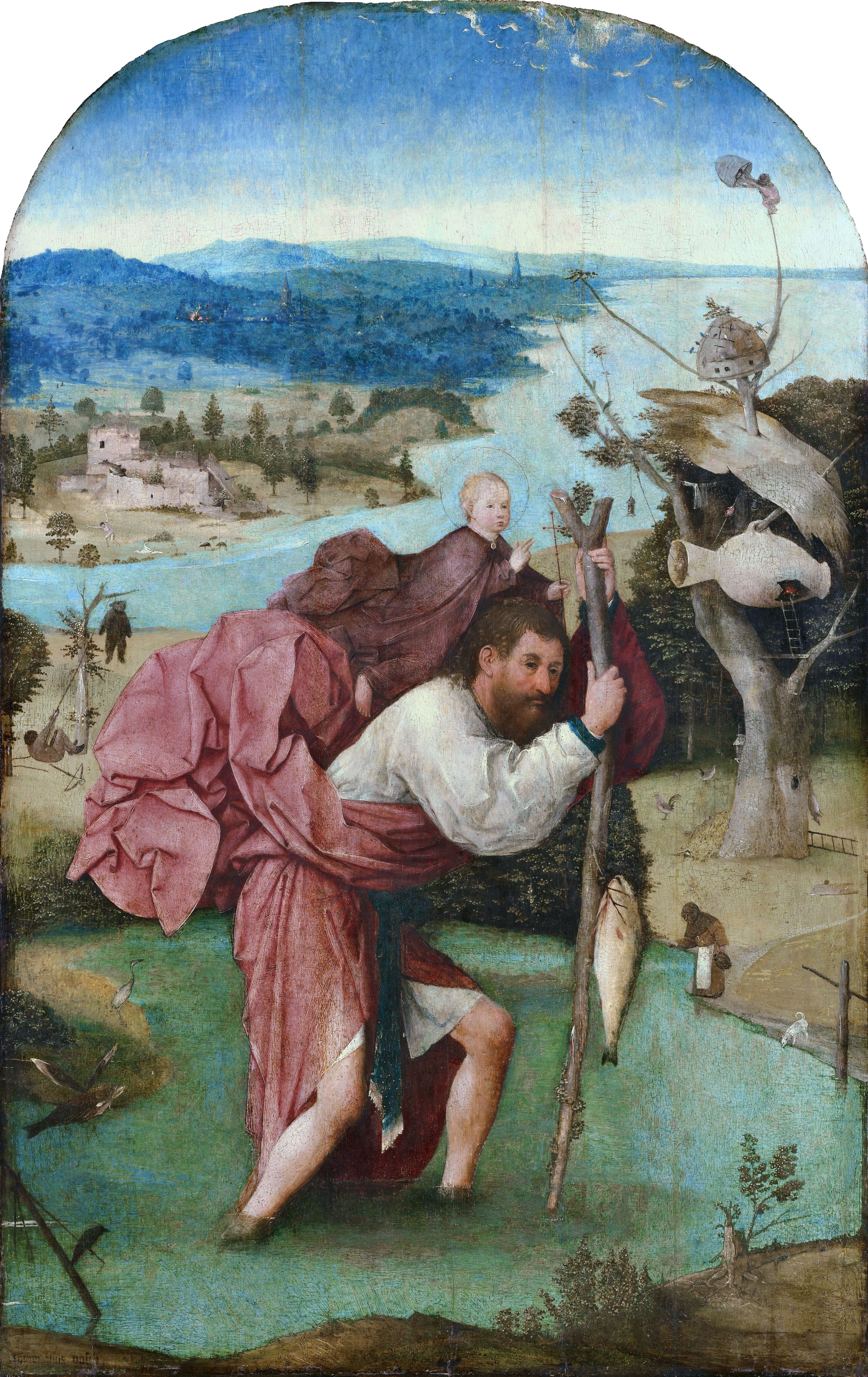 Illustrated portrait of Saint Christophe, with a soft halo