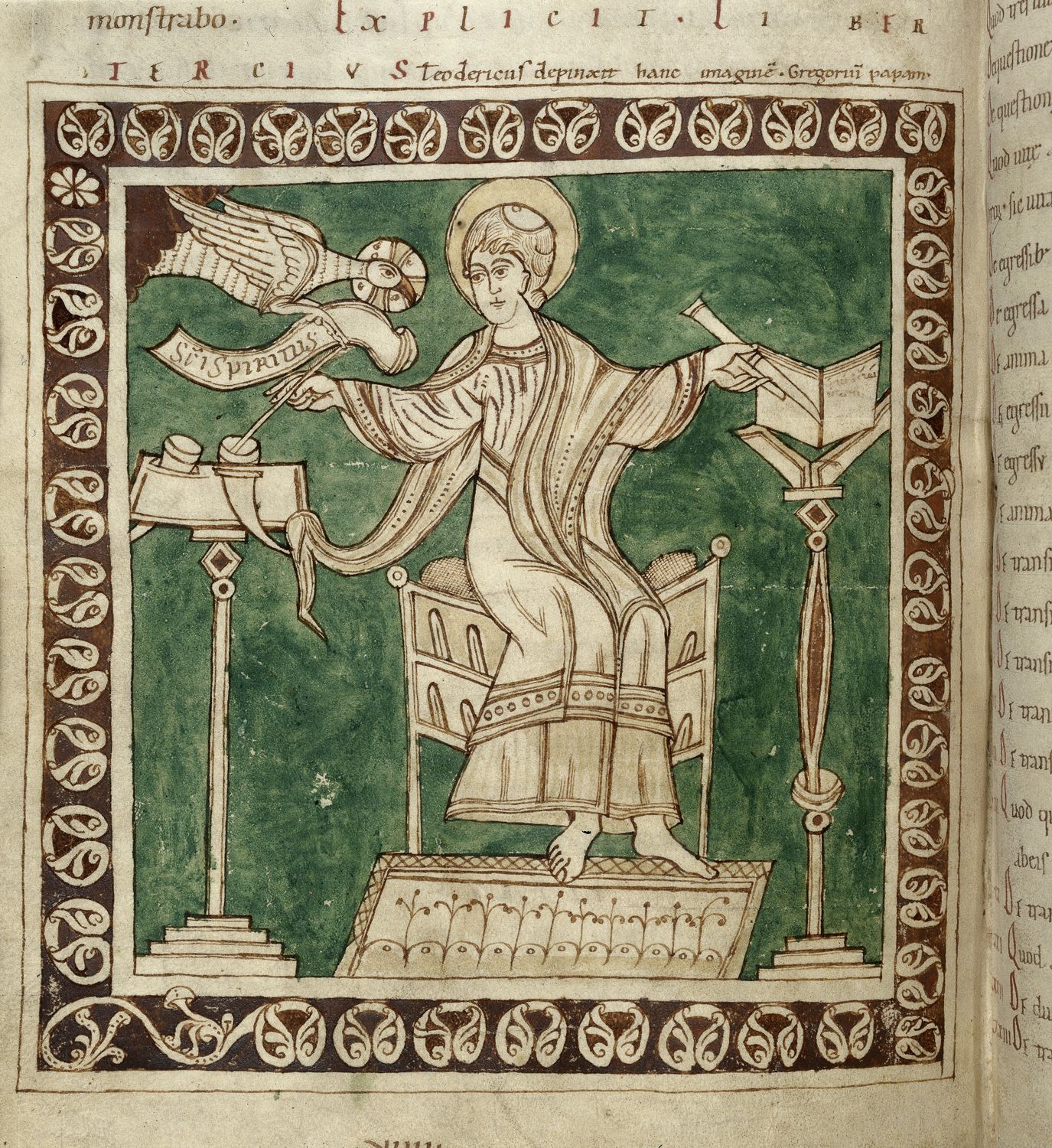 Illustrated portrait of Saint Grégoire le Grand, with a soft halo