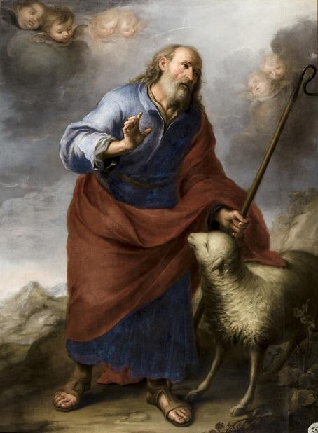 Illustrated portrait of القديس يواقيم, with a soft halo