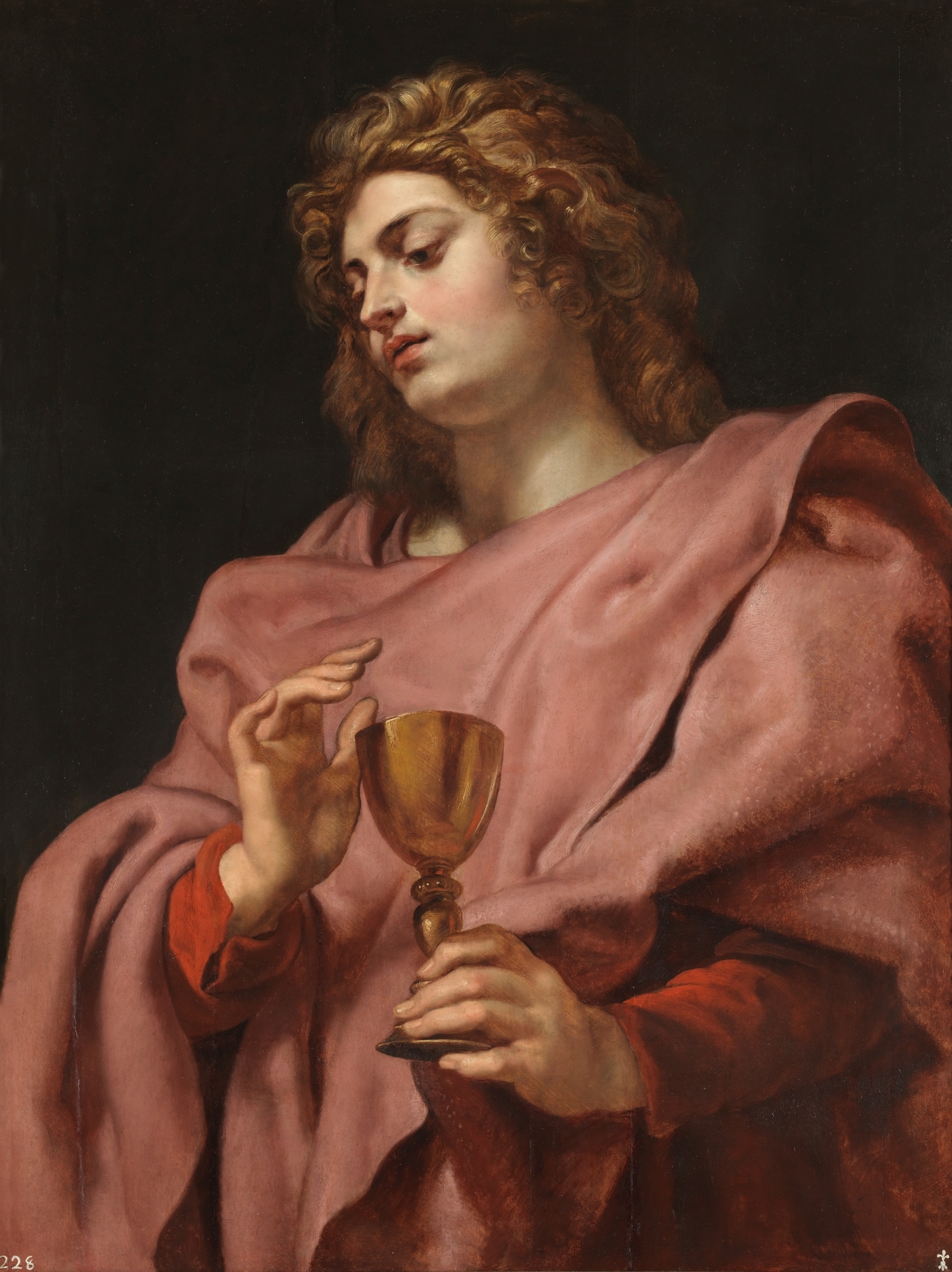 Illustrated portrait of Saint Jean l'Apôtre, with a soft halo
