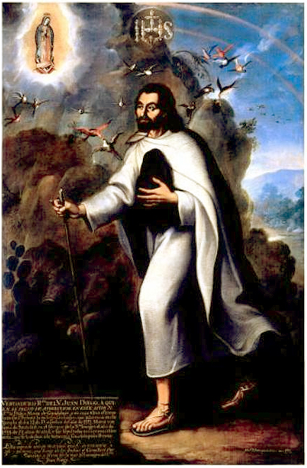 Illustrated portrait of القديس خوان دييغو, with a soft halo
