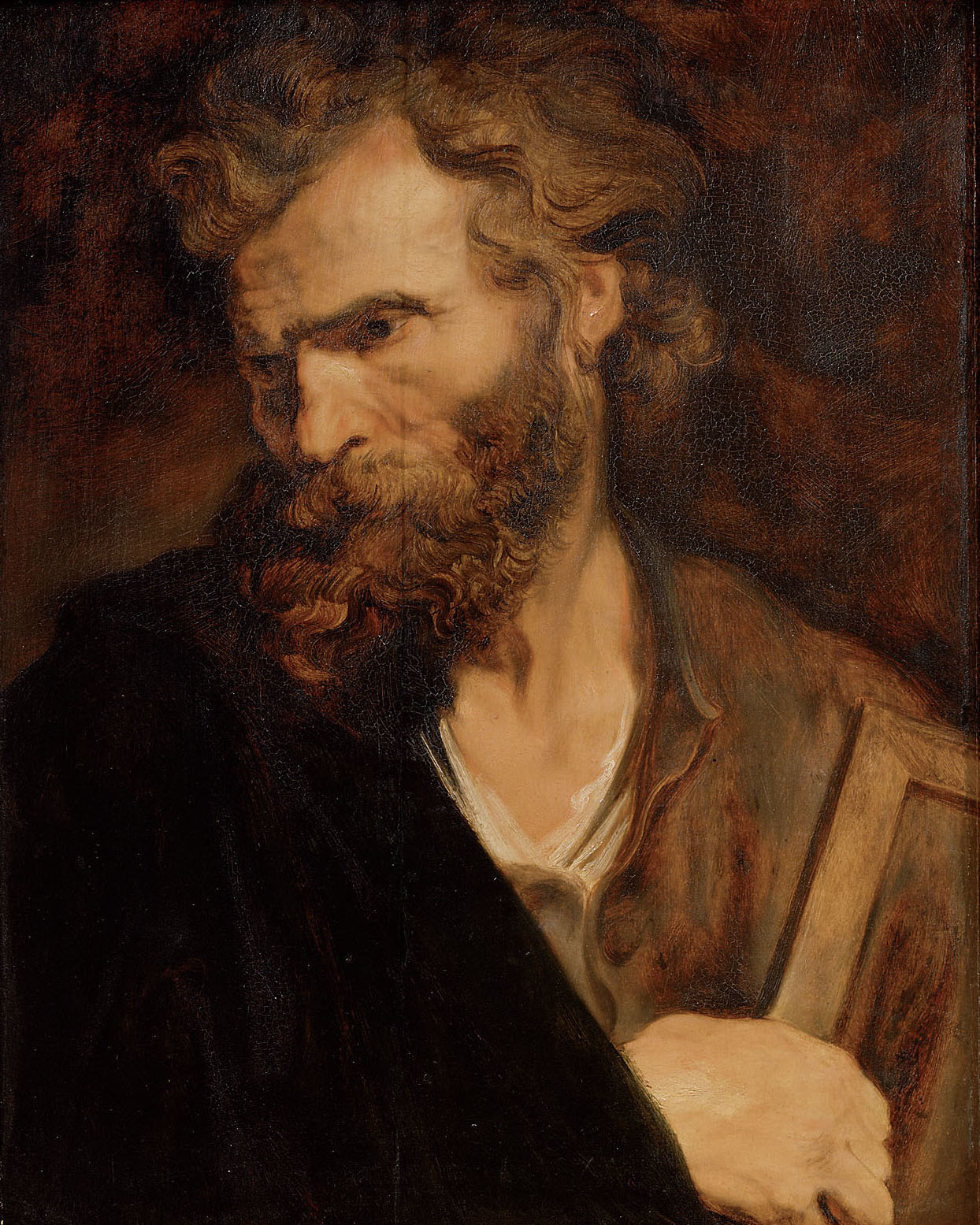 Illustrated portrait of Saint Jude Thaddée, with a soft halo