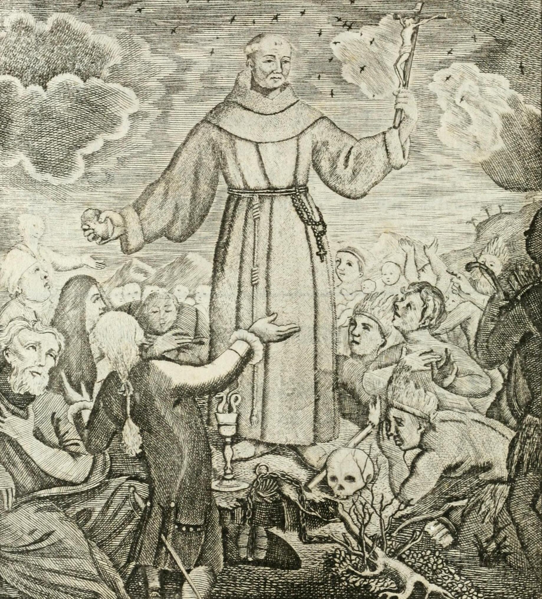 Illustrated portrait of القديس خونيبيرو سيرّا, with a soft halo