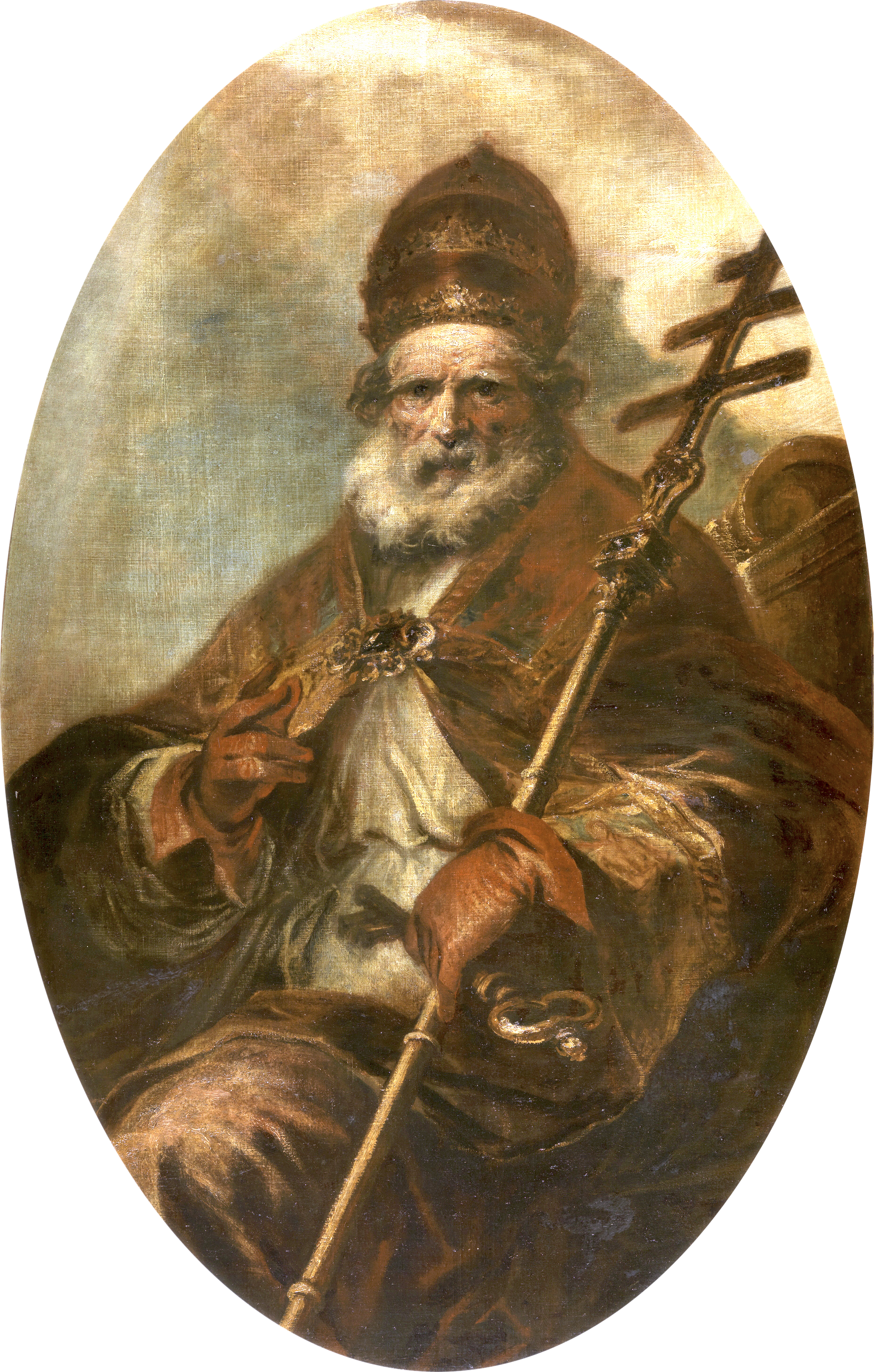 Illustrated portrait of Saint Léon le Grand, with a soft halo