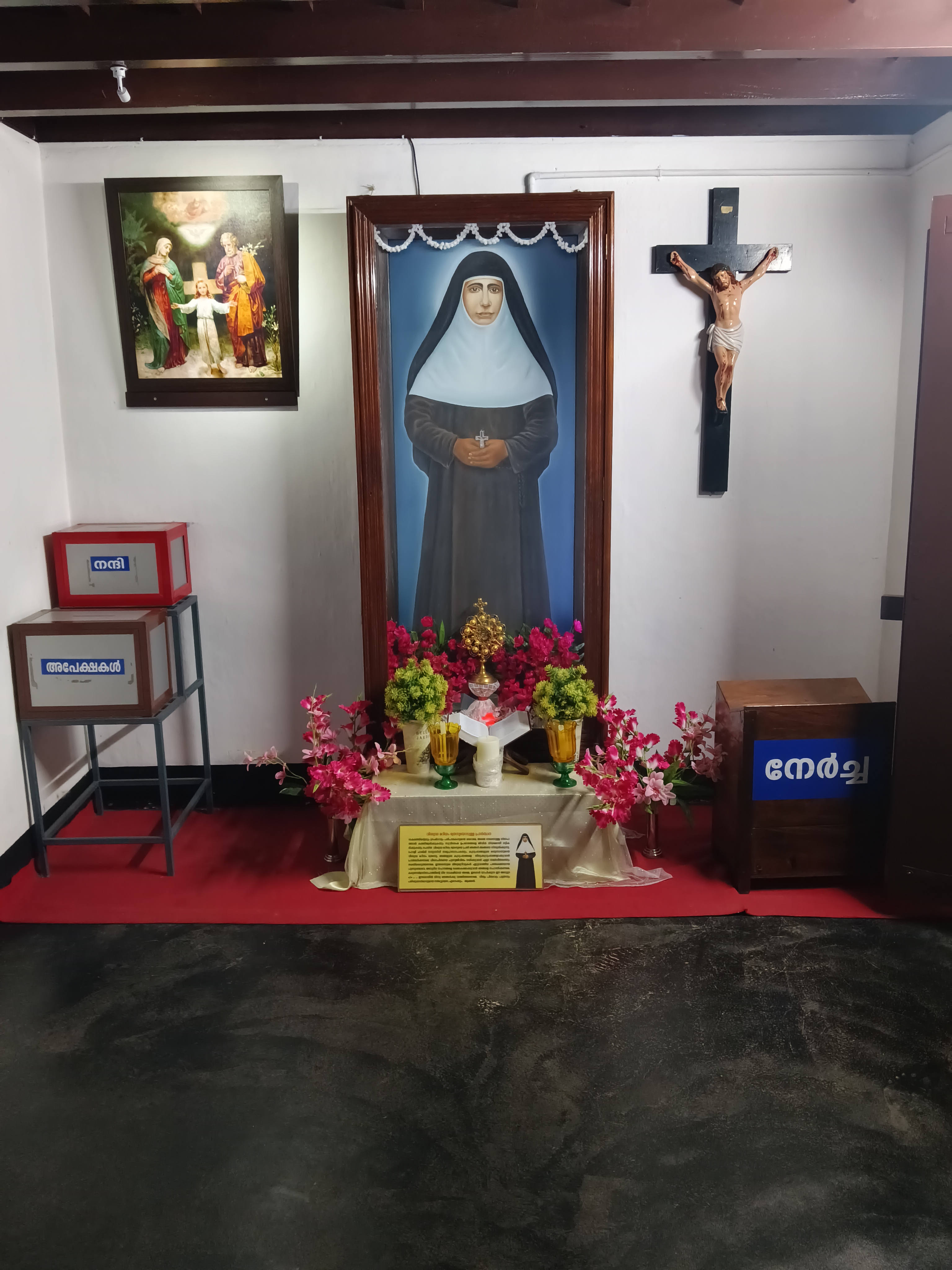 Illustrated portrait of Santa Mariam Thresia, with a soft halo