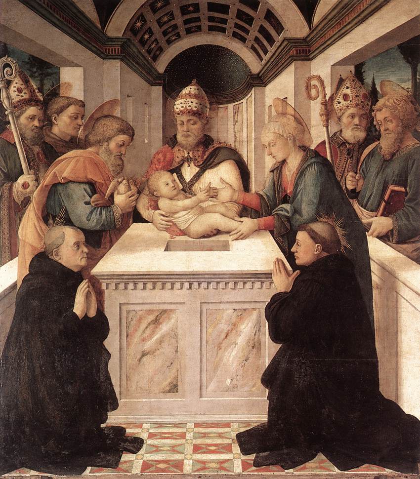 Illustrated portrait of Saint Pèlerin Laziosi, with a soft halo