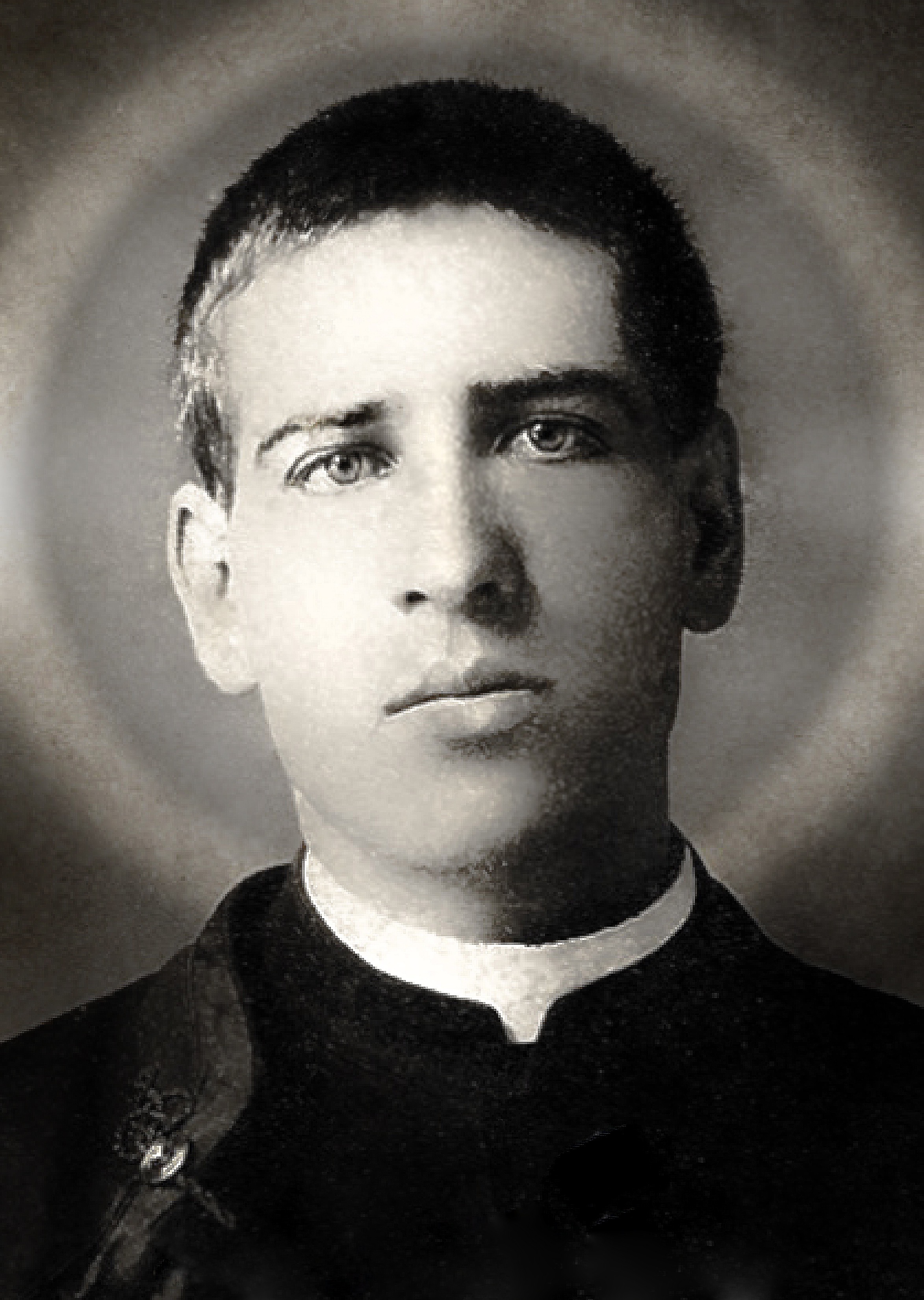 Illustrated portrait of القديس توريبيو رومو غونزاليس, with a soft halo